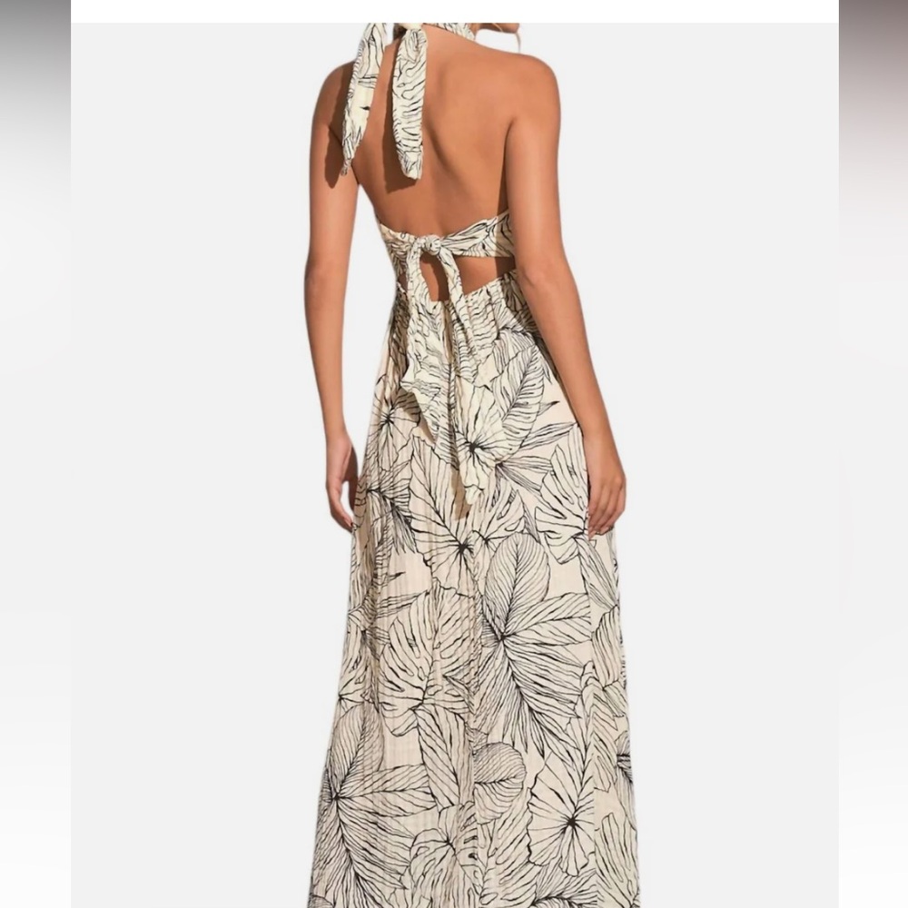 ELAN Criss Cross Maxi Dress Cream & Black Size M - Picture 7 of 11